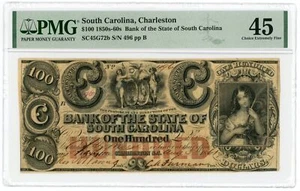 1861 $100 The Bank of the State of SOUTH CAROLINA Note - CIVIL WAR Era PMG XF 45 - Picture 1 of 2