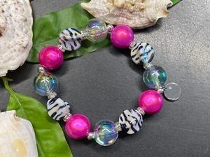 Armband Miracle Beads Gr. M-L Acryl Animal Print Magic Beads Edelstahl #1013-8 - Bild 1 von 2