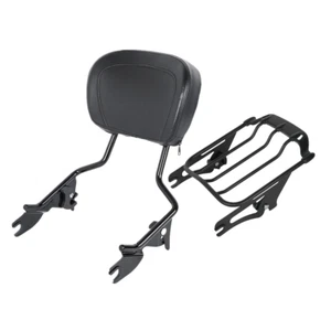 Detachable Backrest Sissy Bar & Luggage Rack For Harley Street Glide 09-24 Black - Picture 1 of 12