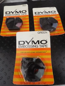 3 Vintage DYMO Embossing Tape Red, Green, Blue 3/8” X 144” - Picture 1 of 7