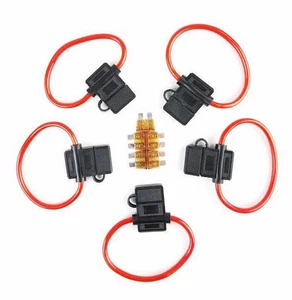 5 Pack 10 Gauge In-line ATC Fuse Holder+7.5 AMP Fuse Cover New Car Truck Install - Picture 1 of 8