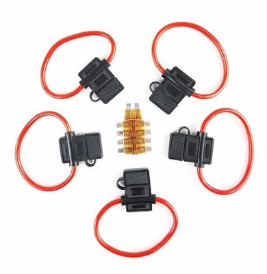 5 Pack 10 Gauge In-line ATC Fuse Holder+7.5 AMP Fuse Cover New Car Truck Install - Image 1 of 4