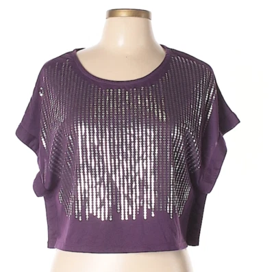 Nuevo Top L.O.L Vintage Para Mujer/Mediano/En Púrpura con Estampado Plateado/SIN ETIQUETA/LEER Foto 1 de 4