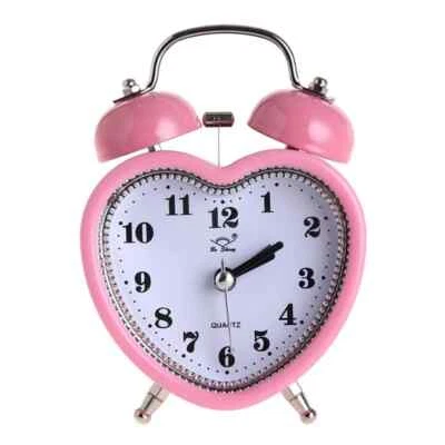 Heart Shaped Alarm Clock for Boys and Girls Ticking Bell Night Light Alarm - Image 1 of 4