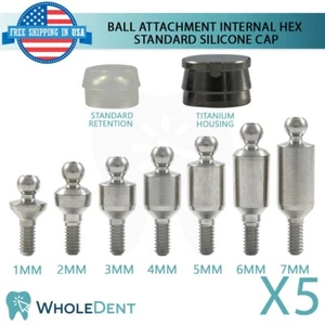 Juego de 5 tapas de silicona estándar para sobredentadura de bola Int hexagonal - Imagen 1 de 3