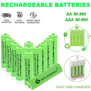 AA AAA Wiederaufladbare Solarlicht Batterien 600mAh 400mAh 300mAh NiMH 1,2 V UK - Bild 1 von 8