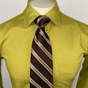Vtg 70s Damon Tie Mens Necktie Wide Disco Mod Brown Striped Comes already tied - Picture 1 of 10