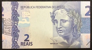 2010 BRAZIL PAPER MONEY - 2 REAIS SHIFTING ERROR UNCIRCULATED BANKNOTE! - Picture 1 of 2