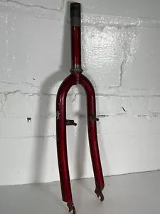 GT MTB Fork 26" 1 1/8" 28.6mm, 175mm, Threaded Rigid Steel Red Fair Condition - Picture 1 of 18