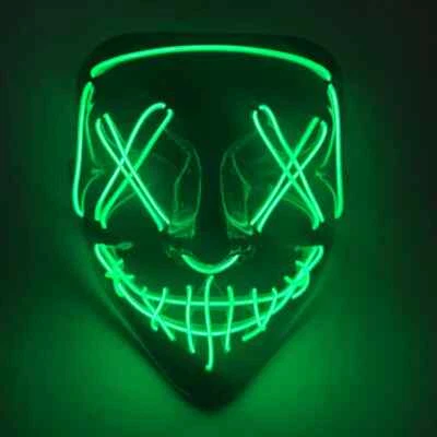 Halloween LED Mask Clubbing Light Up Costume Rave Cosplay Party Purge 3 Modes - Image 1 of 4