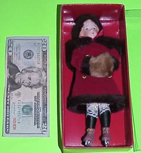 Vintage Past Times Victorian Skating Bisque Doll 7.5” Girl Skates Coat & Muff - Picture 1 of 2