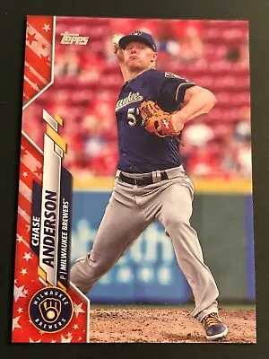 2020 Topps Series 1 Independence Day CHASE ANDERSON SP #12/76 Made Brewers #62 - Image 1 of 2
