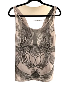 DIESEL Designer Chain Print Camisole Top w Silver Chain Sz S UK 8-10 Chic - Picture 1 of 9