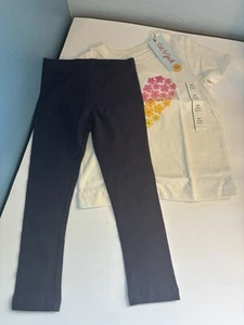 Girls 4T Cat & Jack Heart Short Sleeve And 5T Old Navy Leggings - Picture 1 of 5