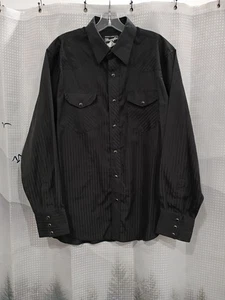 Wrangler Men's Large Long Sleeve Snap Up Collared Shirt Mix Fabric - Picture 1 of 6