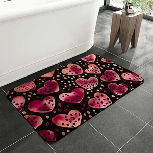 Abstract Hearts Bath Rugs,Colorful Dots Non-Slip and Absorbent Bathroom Rug M... - Bild 1 von 7