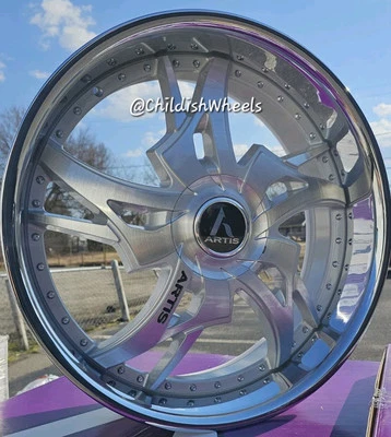 26" Inch STAGGERED Silver Brushed Artis Laredo XL 5x120 5x127 Wheels Rims 24 22 Foto 1 de 3