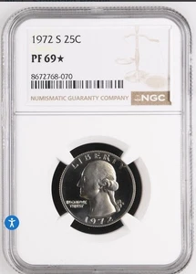 1972-S 25C Washington PROOF Quarter, NGC PF69* "STAR" TOP POP - Picture 1 of 2