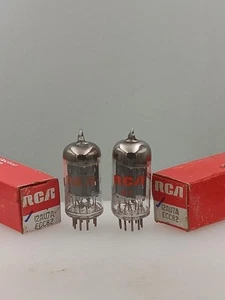 Pair RCA 12AU7A ECC82 NOS NIB Long Grey Plates Halo Getter Serious Tubes D671 - Picture 1 of 4