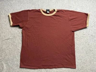 Vintage NFL Ringer Shirt Mens Medium Burgundy Tan Made in USA 100% Cotton 90s - Image 1 of 4