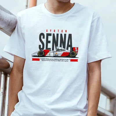 T-Shirt Retro Senna Mclaren Formula One Motorsport Cotton Tee Adult Size - Image 1 of 4