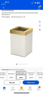 NUEVO Cubo de basura pequeño de acero inoxidable de alta calidad cuadrado latón marfil madera Foto 1 de 4