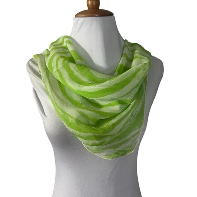 Vintage 1960s Vera Neumann Ladybug Green Psychedelic Sheer Silk Scarf  - Image 1 of 4