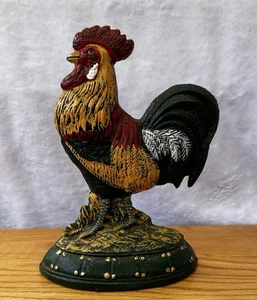 "Tope de puerta de 10"" de gallo de hierro fundido pintado vintage" - Imagen 1 de 2
