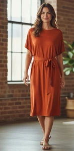 337 $ Lenny Niemeyer Neiman Marcus SAKS Jerseykleid Burnt Orange Etui P/Small - Bild 1 von 14