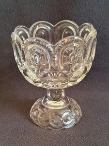 Vtg L.E. Smith Moon And Stars Clear Glass Candy Compote 5.5"H - Picture 1 of 6