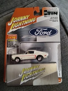 Johnny Lightning 1968 Ford Mustang GT ( White ) Tin 1:64 Diecast - Picture 1 of 4