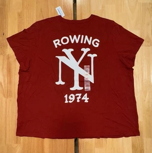 Old Navy Women’s XXL Red New York Rowing 1974 T-Shirt Cotton Short Sleeve, NWT - Picture 1 of 8