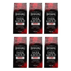 6 CONFEZIONI Community Coffee Dark & Bold miscela intensa caffè macinato tostato scuro 12 oz - Foto 1 di 6