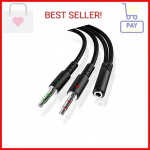 KOOPAO Headphone Splitter Mic and Audio for Computer, 1 TRRS Female to 2 Stereo  - Picture 1 of 2