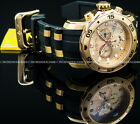 Invicta Men PRO DIVER SCUBA Chronograph 18Kt Rose Gold Dial Black Strap Watch 