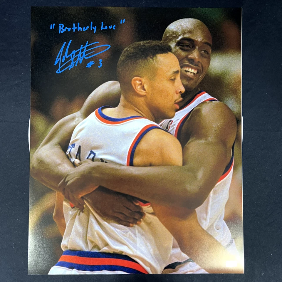 John Starks Hugging Anthony Mason New York Knicks с автографом 16x20 Steiner CX - Изображение 1 из 3