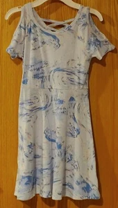 Girls SO Dress sz 7/8 Cold Shoulder White/Blue -2206 - Picture 1 of 5