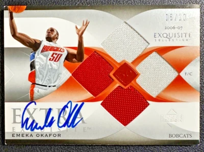 EMEKA OKAFOR 2006-07 UD Exquisite Collection Extra Quad Jersey Autograph 06/10 - Image 1 of 2