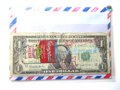 WARHOL/HARING/BASQUIAT: "CHEDDAR CHEESE" Echter US$ DOLLAR  signiert + skizziert - Bild 1 von 4