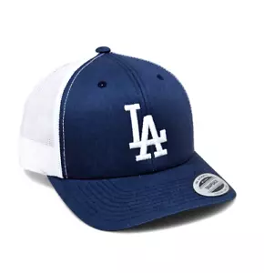 LA Bordado 3D Azul Marino y Blanco Snapback Yupoong Estilo Camionero Sombrero NUEVO - Imagen 1 de 13