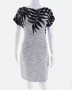 Neu mit Etikett $ 1.160 St. John schwarz & weiß Santana Strickkleid tropischer Druck - Größe 4 - Bild 1 von 10