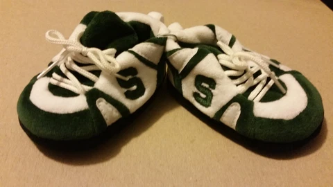 Michigan State Spartans Baby Infant Slippers Booties 0-9 Months March Madness Cover