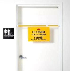 Rubbermaid FG9S1600 Multilingual Closed for Cleaning Safety Sign - Picture 1 of 1