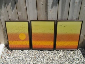 Joanne Scott Mid Century Triptychon Sunset Art 70er Lithographie Set Vintage 1975 - Bild 1 von 11