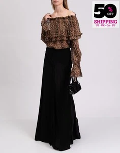 RRP €1650 SAINT LAURENT Silk Top Blouse FR36 US4 UK8 S Leopard Made in Italy - Picture 1 of 8