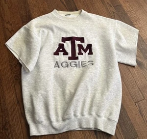 Vintage Texas AM Aggies Sweatshirt Cut Sleeves Gray  - Picture 1 of 5
