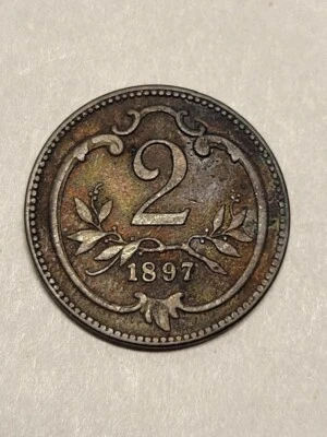 1897 Austria 2 Heller Coin - Image 1 of 2