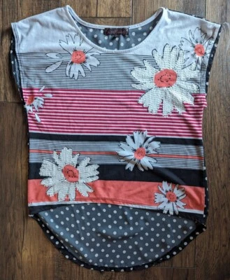 Almost Famous Y2K Shimmer Sequin Striped Floral Tank Top Sleeveless Color Size M - Image 1 of 4