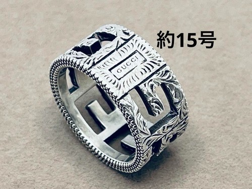 Gucci Anello Gucci Quadrato G Arabesco Largo Ag925 Argento