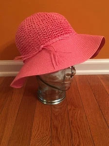 Nuevo sombrero rosa de paja Bloomingdales para mujer - Imagen 1 de 8